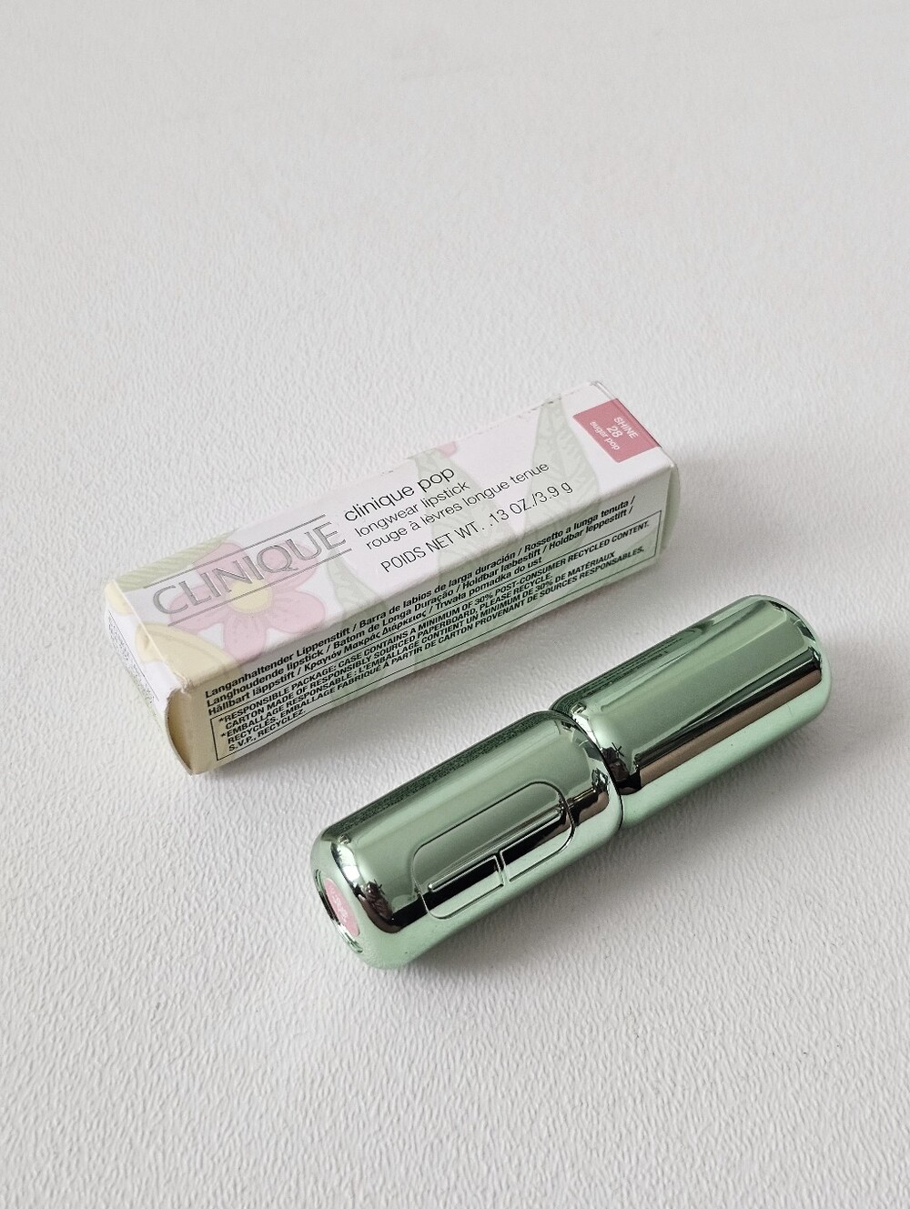 Clinique Pop Longwear Lipstick Shine 28 Sugar Pop Full Size NWT/ NIB Green Tube - Picture 2 of 7